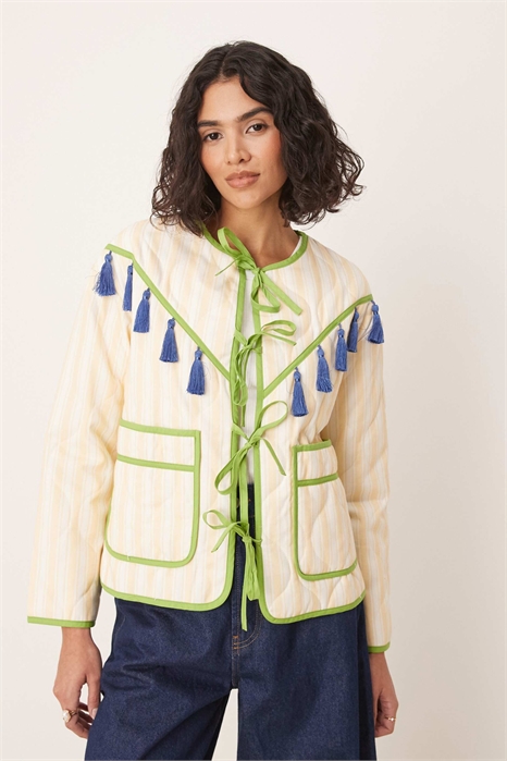 Куртка в полоску с кисточками артикул 142913076