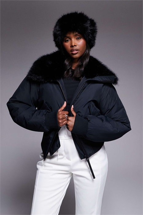 ASOS 4505 Укороченная куртка-бомбер в лыжном стиле с воротником из искусственного меха артикул 144206045