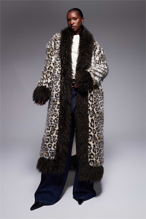 Эксклюзивное пальто макси с отделкой из искусственного монгольского меха артикул 149050444