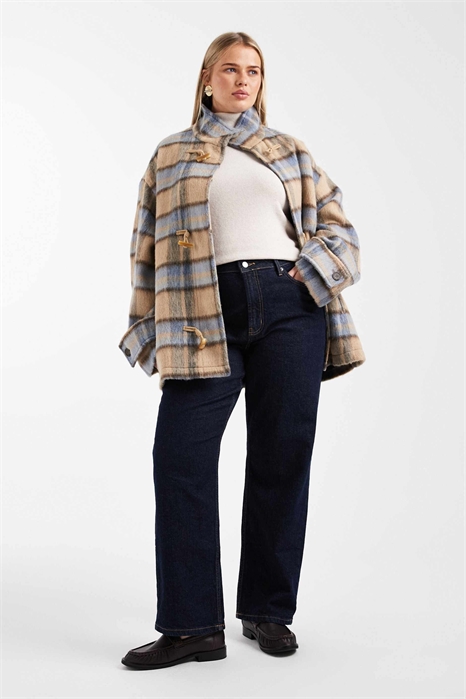 ASOS DESIGN: Пальто-кардиган Curve с воротником-воронкой, шерстяной отделкой и застежкой-тогглом артикул 145392152