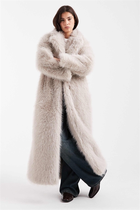 Макси-пальто из искусственного меха премиум-класса артикул 150832071