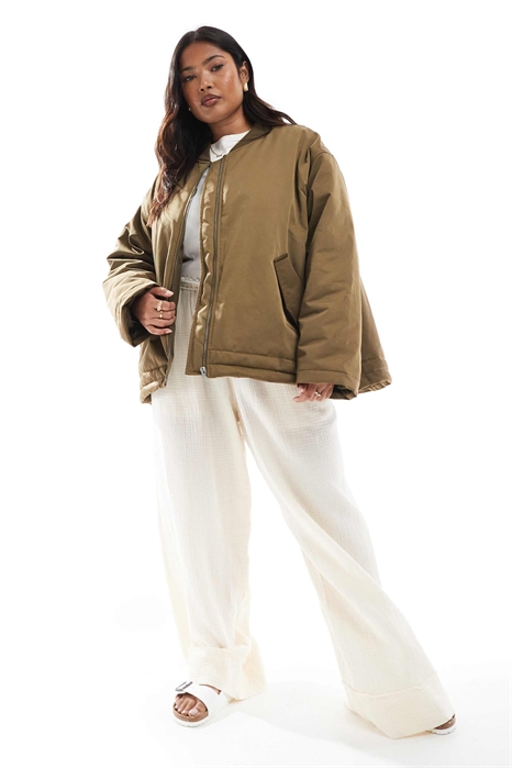 ASOS DESIGN Curve MA1 чистая бомбер-куртка цвета хаки артикул 143080357