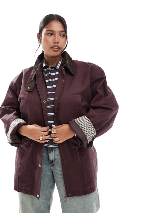 Куртка ASOS DESIGN с зауженной талией и восковым покрытием, с контрастным воротником артикул 142043003