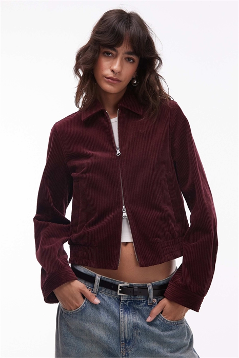 Куртка-блузон из вельвета с застежкой-молнией спереди артикул 149244922