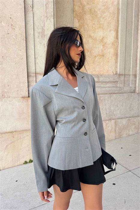 X Barbara Ines скульптурный приталенный пиджак серого цвета артикул 143356139