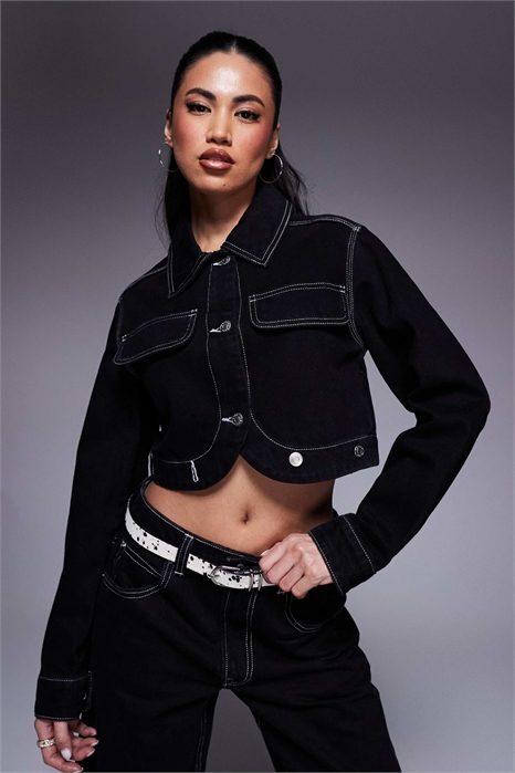 Джинсовая куртка с контрастной отстрочкой артикул 140045443