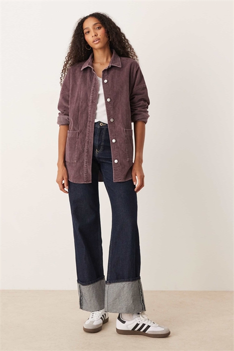 Куртка-рубашка из вымытого вельвета с пуговицами артикул 150409806