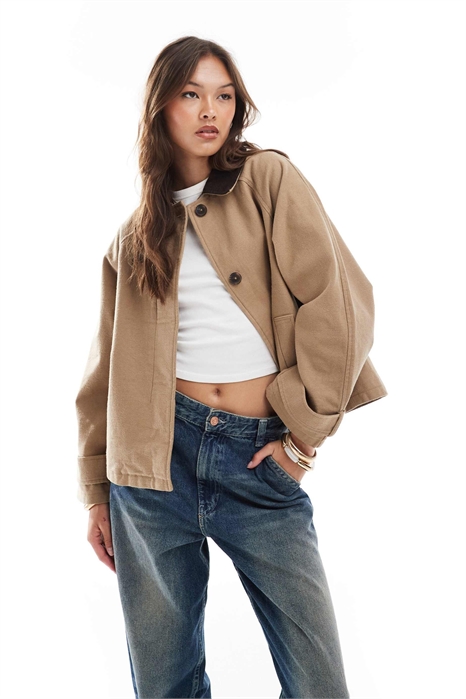 Куртка с контрастным воротником артикул 142086750