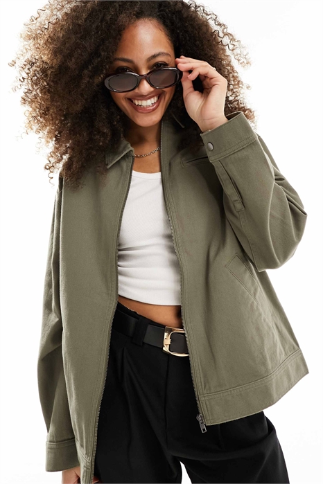 Пиджак из твила в стиле Харрингтона артикул 132679028