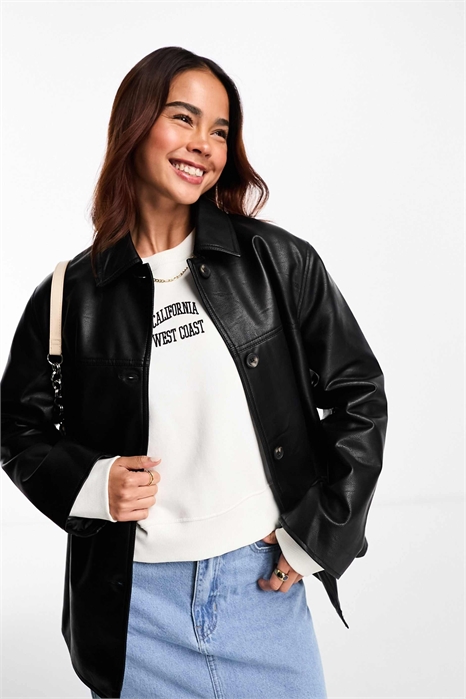 Куртка с воротником из искусственной кожи артикул 131734174