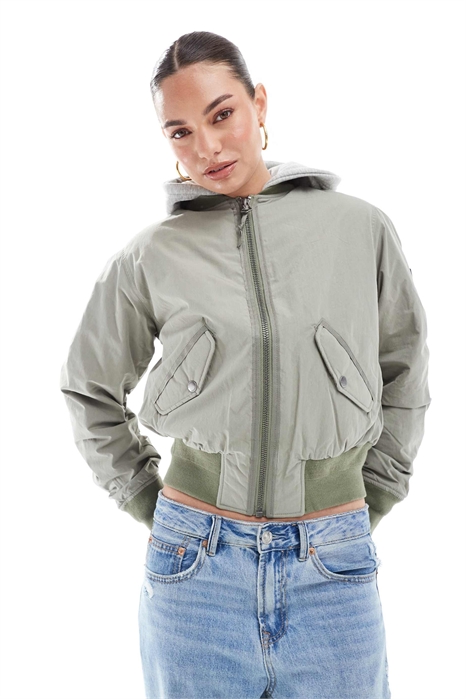 Бомбер с капюшоном ma1 светло-хаки артикул 143445453