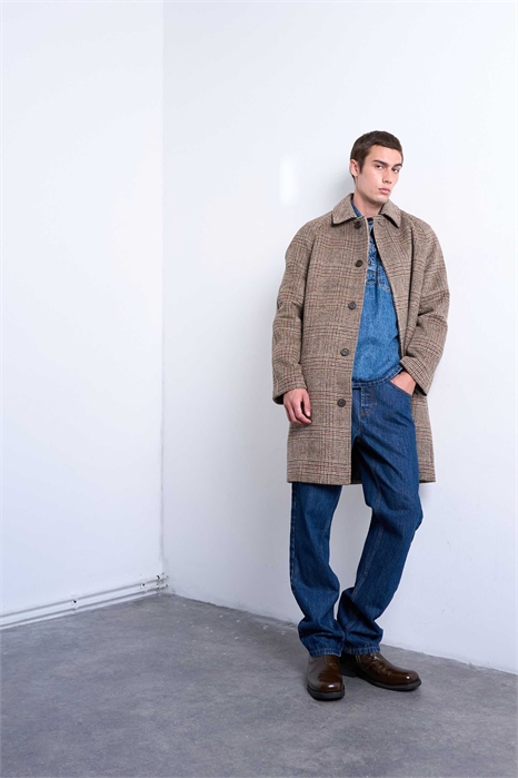 Пальто из шерстяной смеси с ворсовой текстурой в клетку артикул 147865242