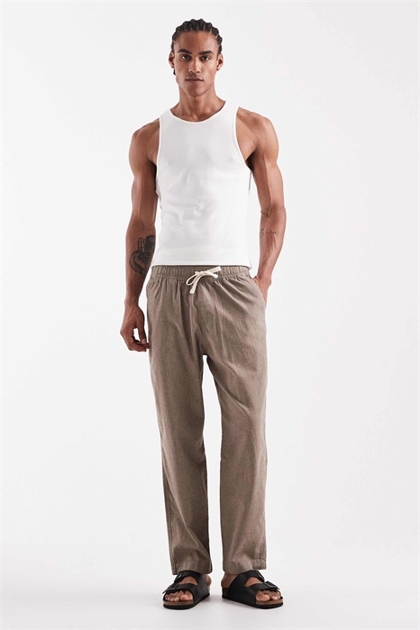 Брюки свободного кроя из смеси хлопка и льна артикул 155638822