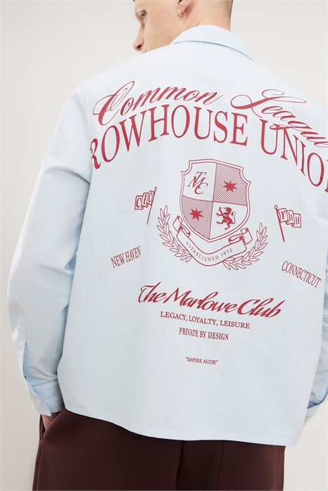 Рубашка в полоску с графическим принтом артикул 154690344