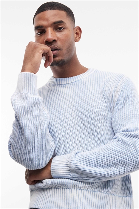 Ребристый джемпер светло-голубого цвета с эффектом вымытого артикул 154837385
