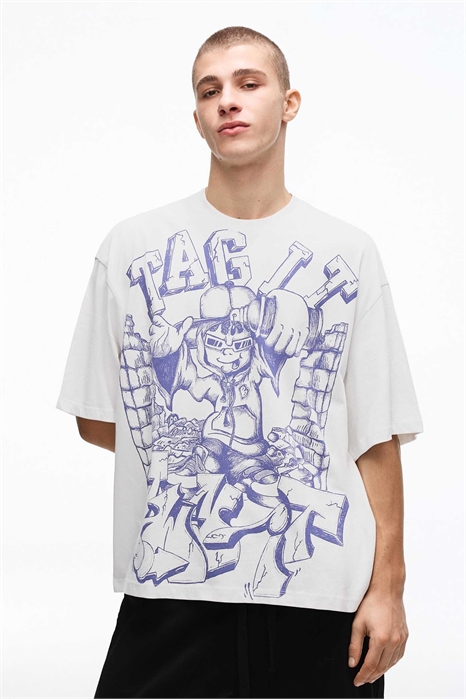 Футболка с короткими рукавами и принтом свободного кроя артикул 155927466