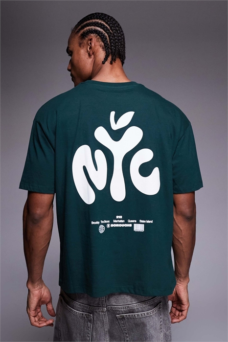 Объёмная футболка свободного кроя с надписью «NYC» артикул 155392944