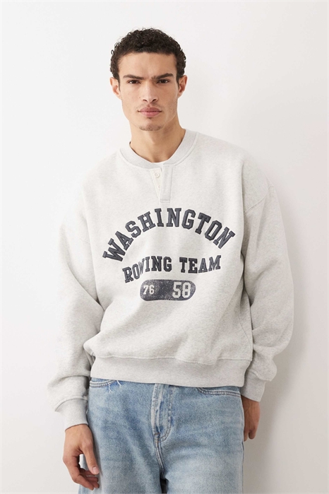 Свитер-хенли на пуговицах из легкой ткани артикул 155154644