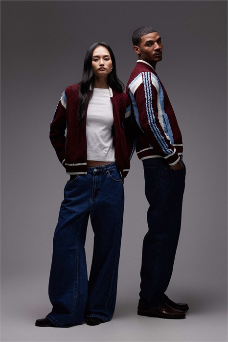 Кардиган на молнии бордового и синего цветов артикул 153406145