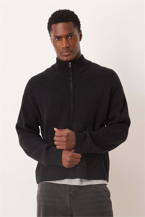 Кардиган с высоким воротником и застежкой-молнией артикул 155154652