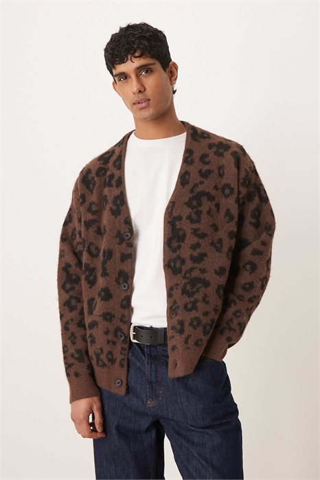 Вязаный кардиган с леопардовым принтом артикул 154774167