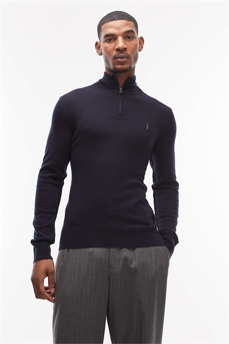 Трикотажный джемпер с четвертью молнии, темно-синий артикул 148032478