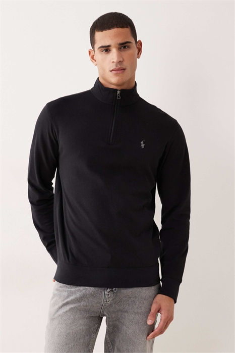 Свитшот с логотипом, из двойного трикотажа, с полузастежкой-молнией артикул 152230959