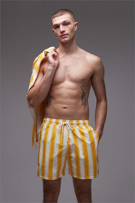 Курортные плавки с завязками на талии, комплект с желтыми полосками артикул 154159310
