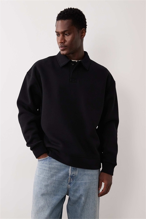 Свитшот-поло свободного кроя артикул 155475317