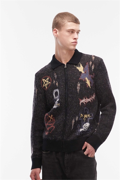 Кардиган из трикотажа с вышивкой и молнией Meller артикул 154893616