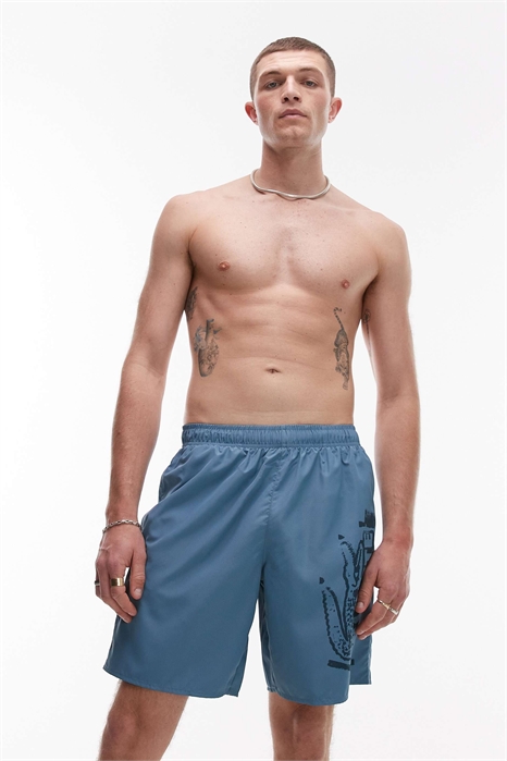 Плавательные шорты синего цвета с графическим принтом артикул 140463209