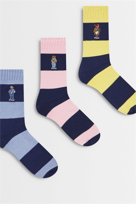 Подарочный набор из 3 пар носков с вышитым медведем артикул 154151672