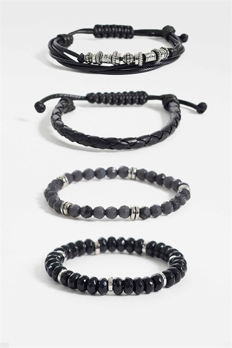 Набор из 5 браслетов с гранеными бусинами и тканью артикул 155469748