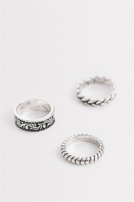 Набор из 3 колец с текстурой и узорами артикул 155216030
