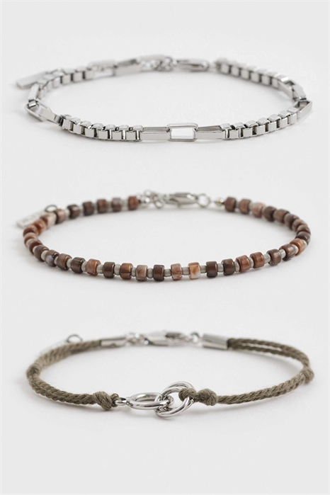 Набор из 3 браслетов из веревки и бусин артикул 155054688