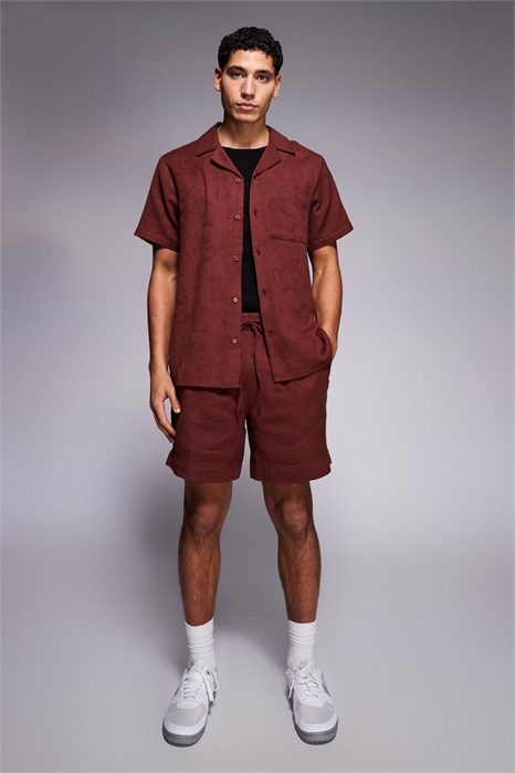 Хлопковые жаккардовые шорты бордового цвета артикул 152859327