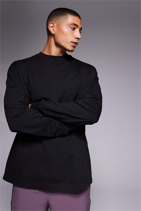 Хлопковая тренировочная футболка свободного кроя с длинными рукавами и технологией быстрого высыхания артикул 150348088
