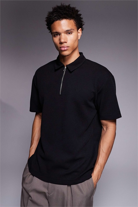 Полурубашка свободного кроя из плотной ткани с логотипом на груди артикул 152473691