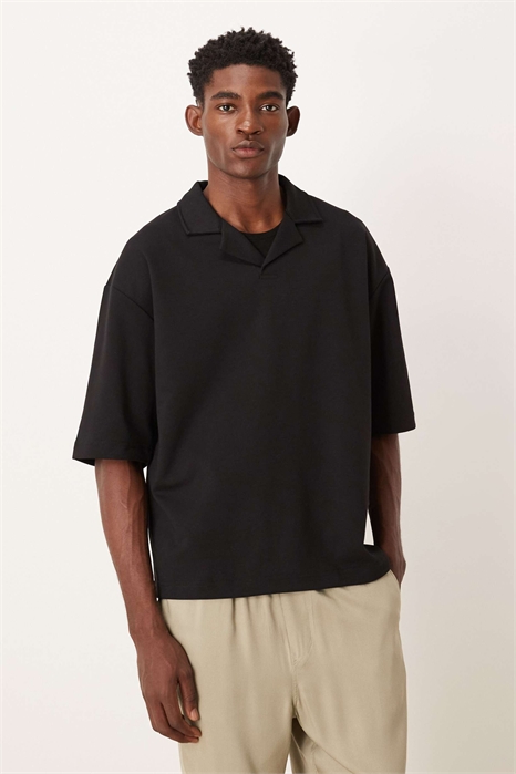 Полурукавная рубашка-поло с отложным воротником из плотной ткани большого размера артикул 149656603