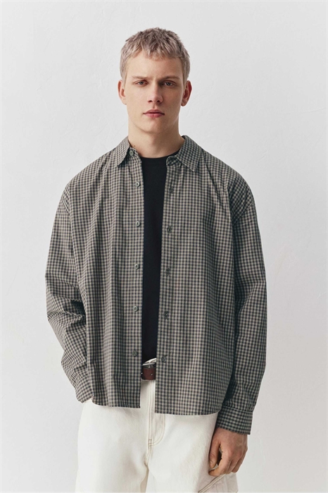 Рубашка в клетку с длинными рукавами артикул 155724029