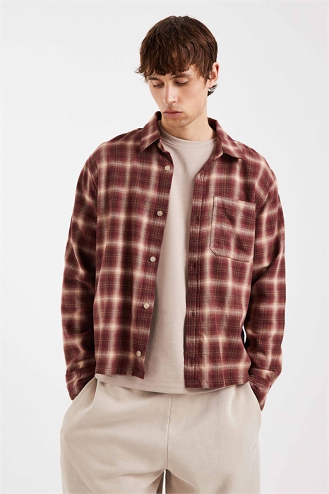 Рубашка в клетку с длинными рукавами артикул 154774135