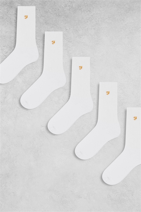 5-пачка носков с спортивным логотипом, белого цвета артикул 150782423