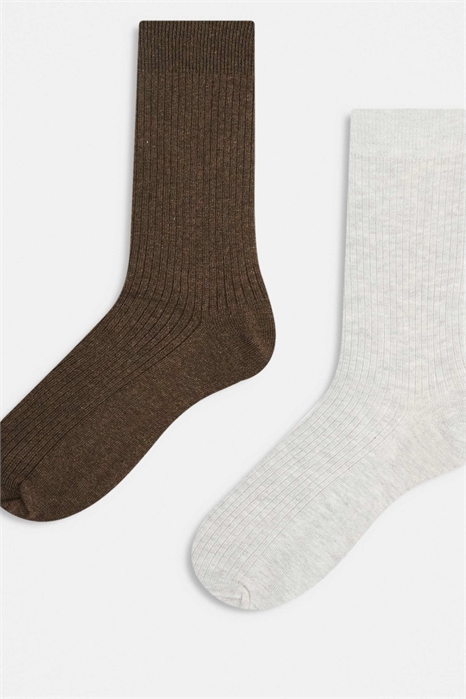 Набор из 2 пар носков премиум-класса светло-серого и коричневого цветов артикул 137462833