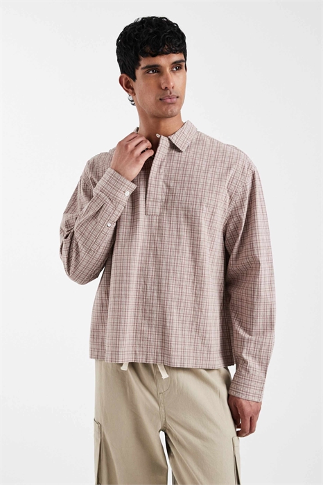 Рубашка свободного кроя с крупным клетчатым принтом артикул 150934237