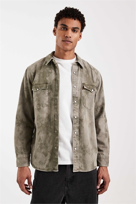 Рубашка в западном стиле из мягкого денима артикул 150148082