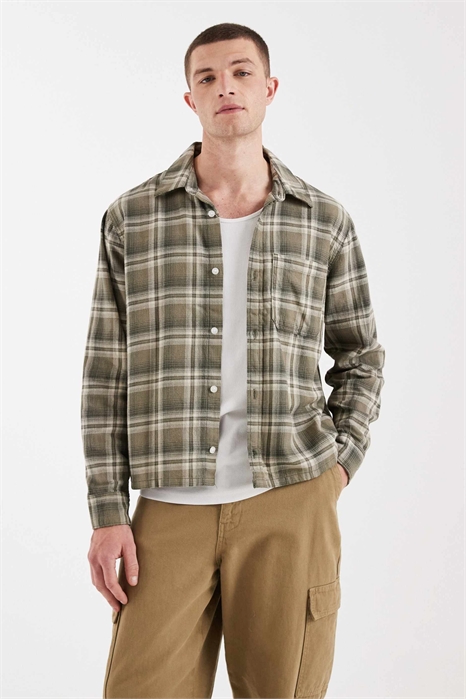 Рубашка в клетку с длинными рукавами артикул 154673428