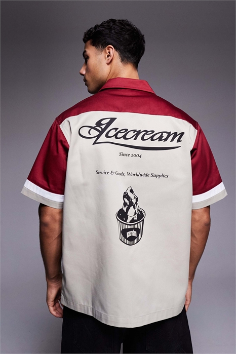 Рабочая рубашка в стиле «парлор» с контрастными вставками артикул 154161626