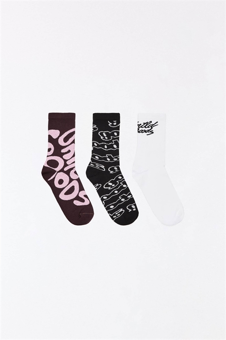 Набор из 3 пар носков с принтом, белого цвета артикул 156032818