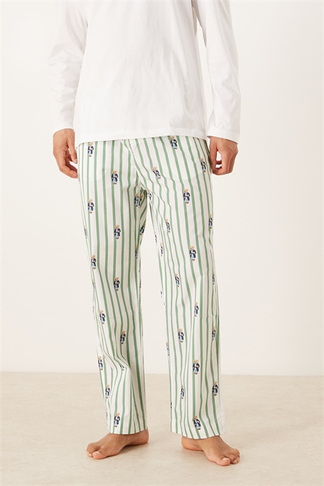 Пижамные брюки с изображением медведя артикул 154158043