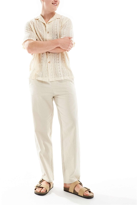 Брюки свободного кроя из смешанного льна артикул 134580816